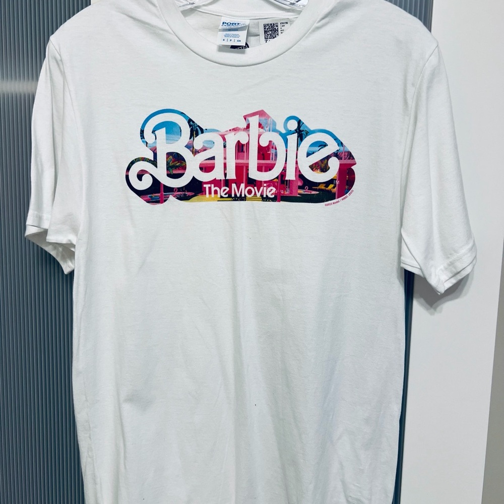 Barbie White Short Sleeve Tee with Multicolor Logo